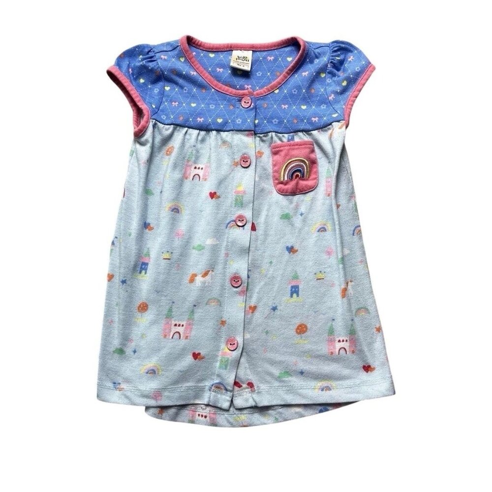 Wildflowers Castle Print Pajama Top Size 6 Years Play Condition